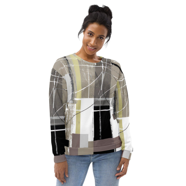 Graphic Sweatshirt for Women Abstract Brown Geometric Shapes - Womens