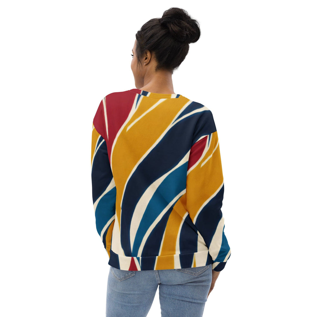 Graphic Sweatshirt for Women Abstract Multicolor Swirl Line Pattern