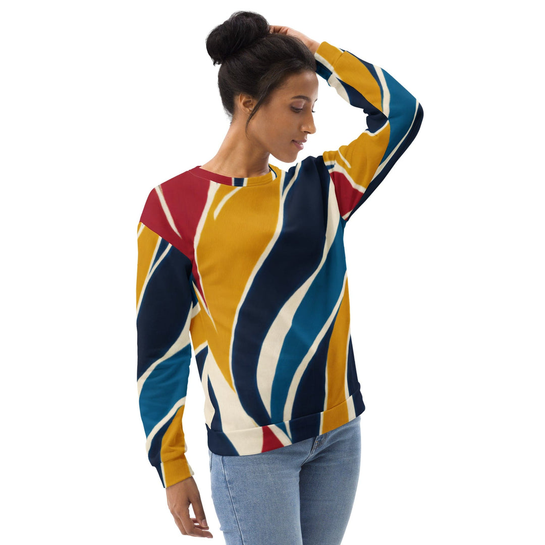 Graphic Sweatshirt for Women Abstract Multicolor Swirl Line Pattern