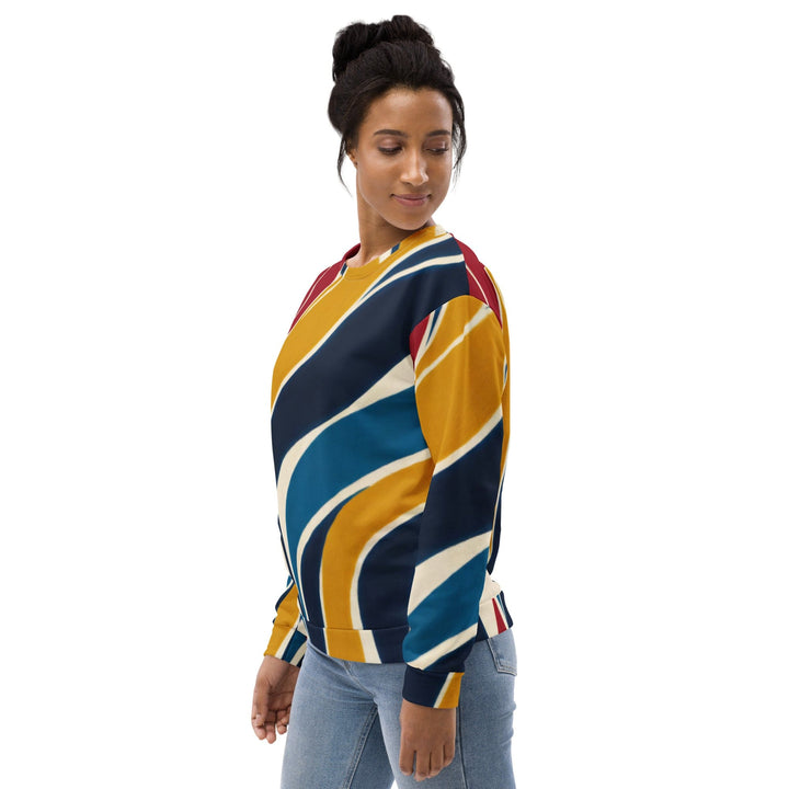 Graphic Sweatshirt for Women Abstract Multicolor Swirl Line Pattern