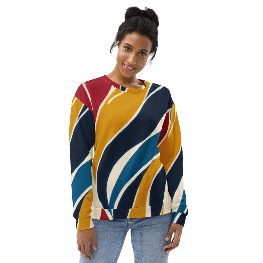 Graphic Sweatshirt for Women Abstract Multicolor Swirl Line Pattern - Womens