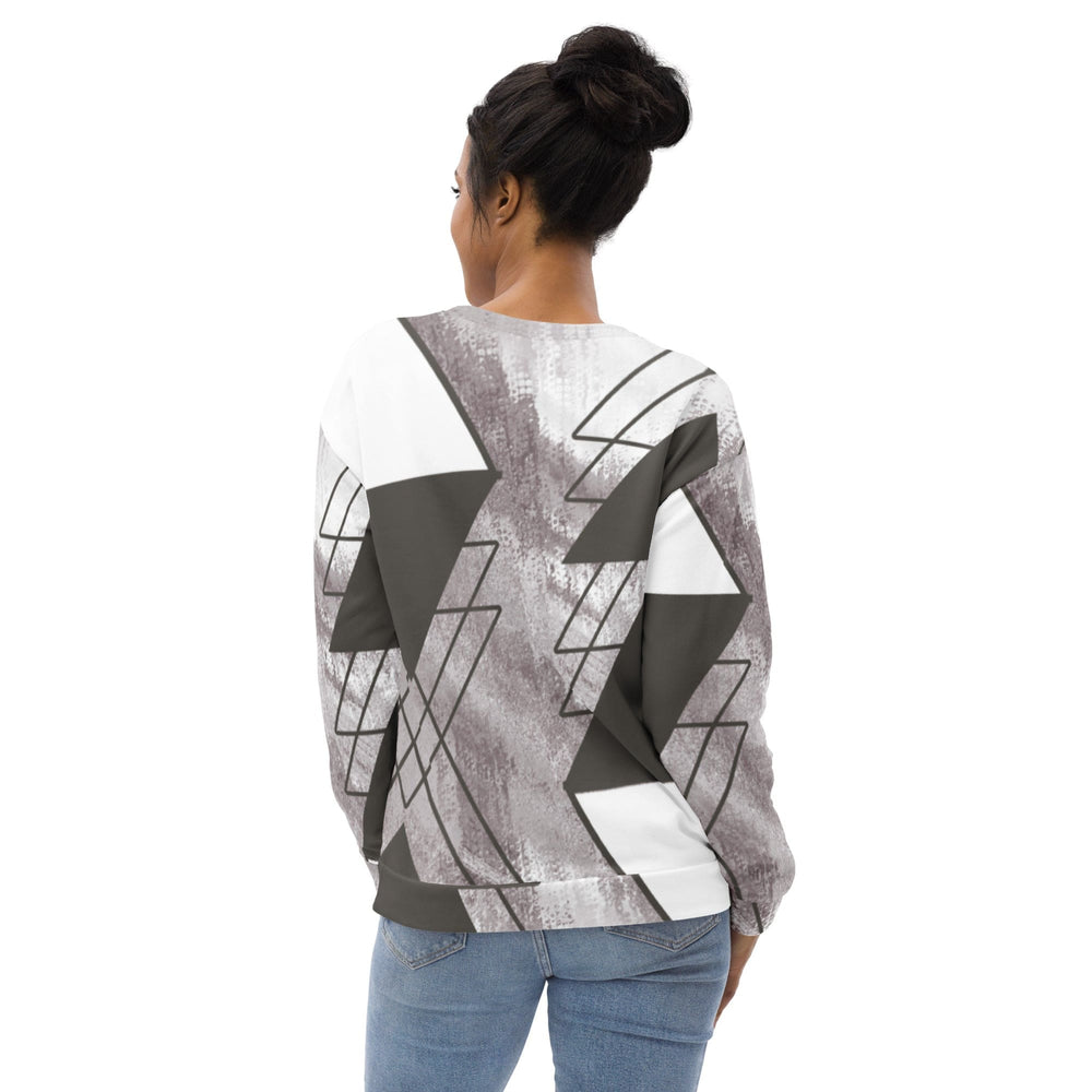 Graphic Sweatshirt for Women Ash Grey and White Triangular Colorblock - Womens