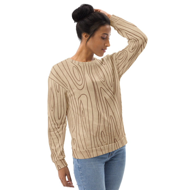 Graphic Sweatshirt for Women Beige Brown Tree Sketch Lines - Womens