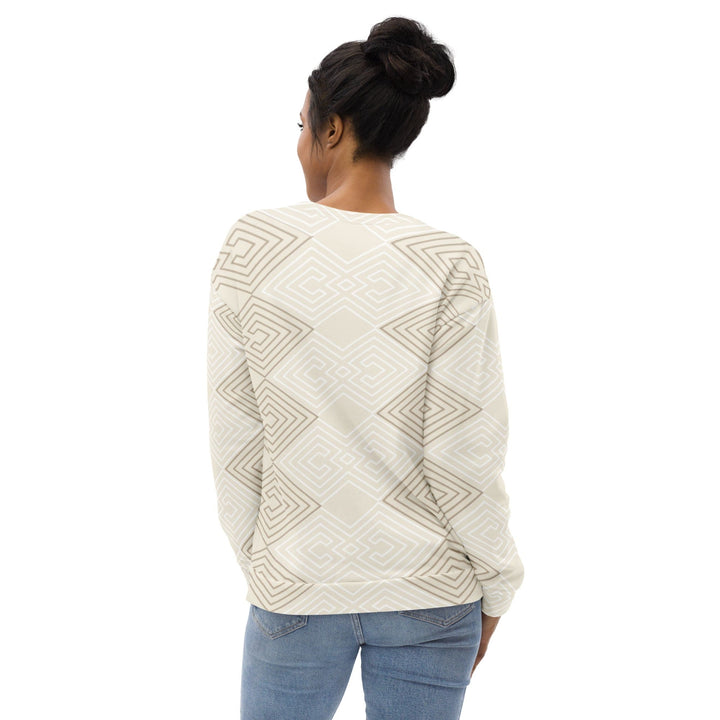 Graphic Sweatshirt for Women Beige Brown Aztec Geometric Lines - Womens