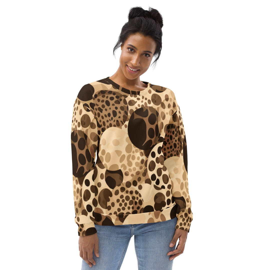 Graphic Sweatshirt for Women Beige Brown Spotted Print - Womens | Sweatshirts