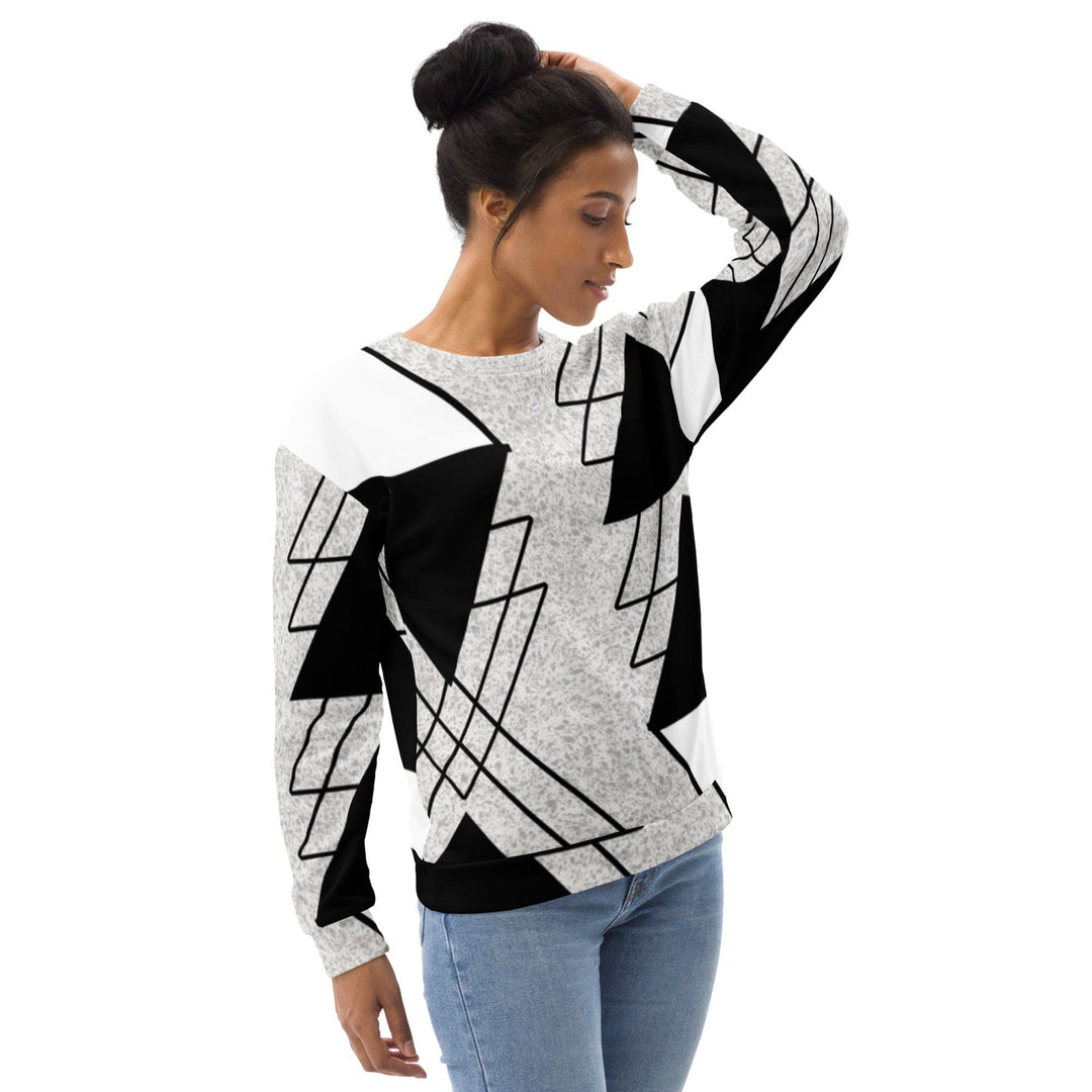 Graphic Sweatshirt for Women Black and White Ash Grey Triangular - Womens