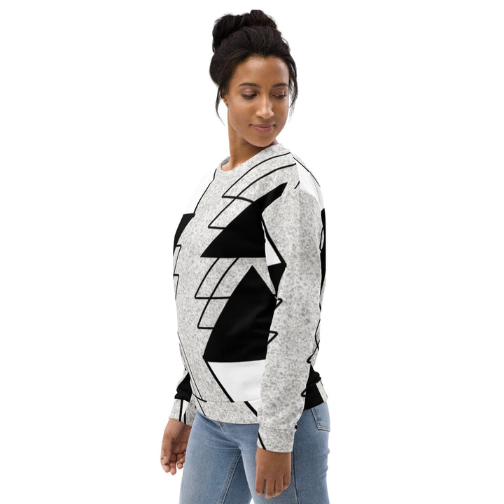 Graphic Sweatshirt for Women Black and White Ash Grey Triangular - Womens