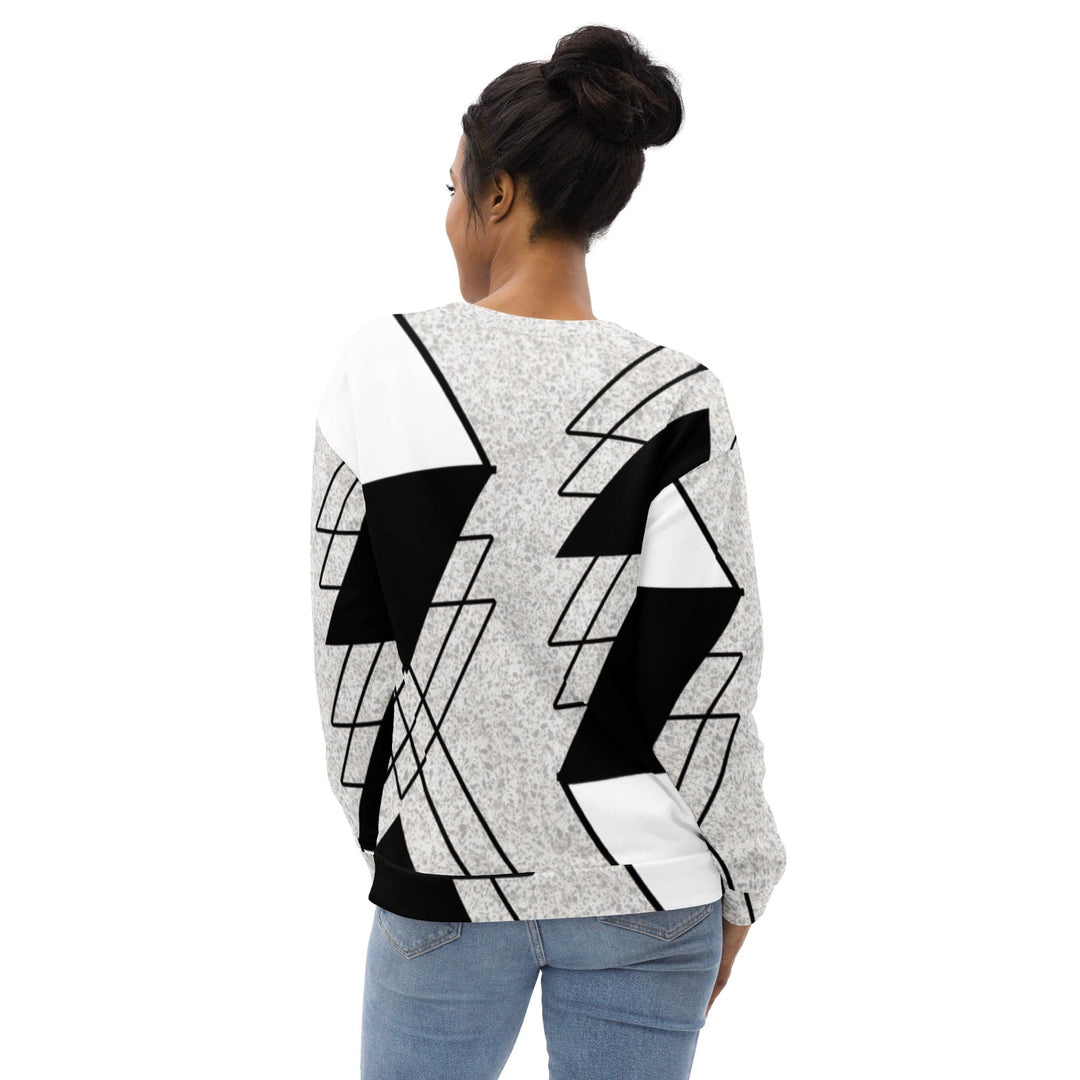 Graphic Sweatshirt for Women Black and White Ash Grey Triangular - Womens