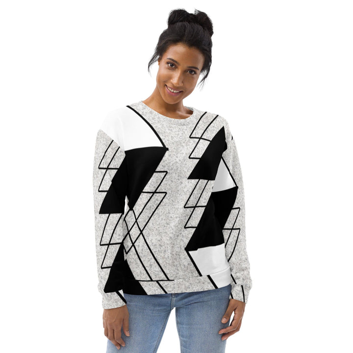 Graphic Sweatshirt for Women Black and White Ash Grey Triangular - Womens