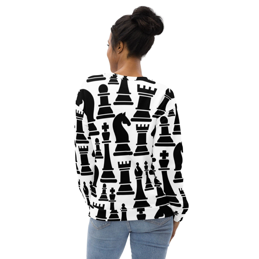 Graphic Sweatshirt for Women Black and White Chess Print - Womens | Sweatshirts