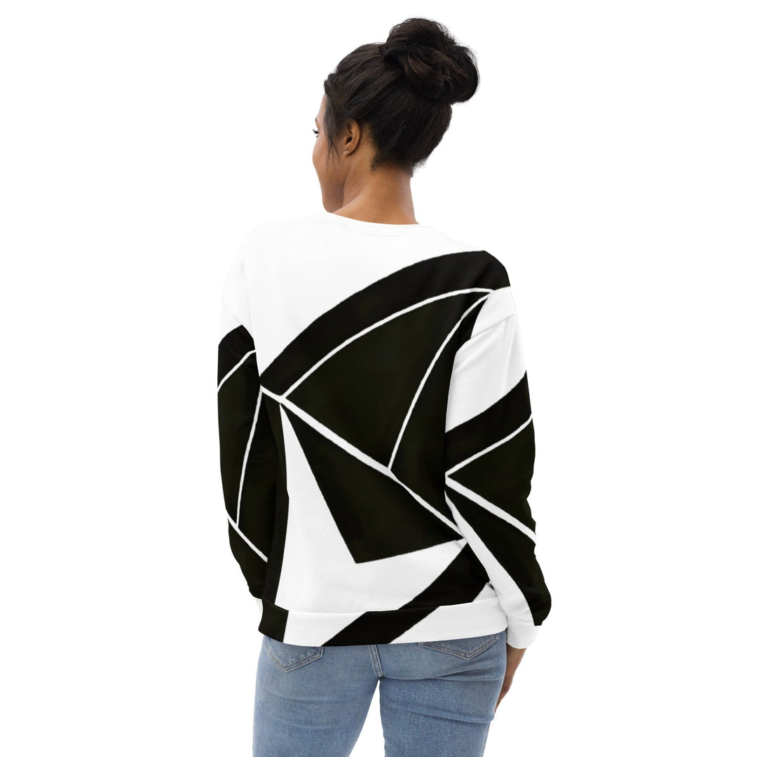 Graphic Sweatshirt for Women Black and White Geometric Pattern - Womens