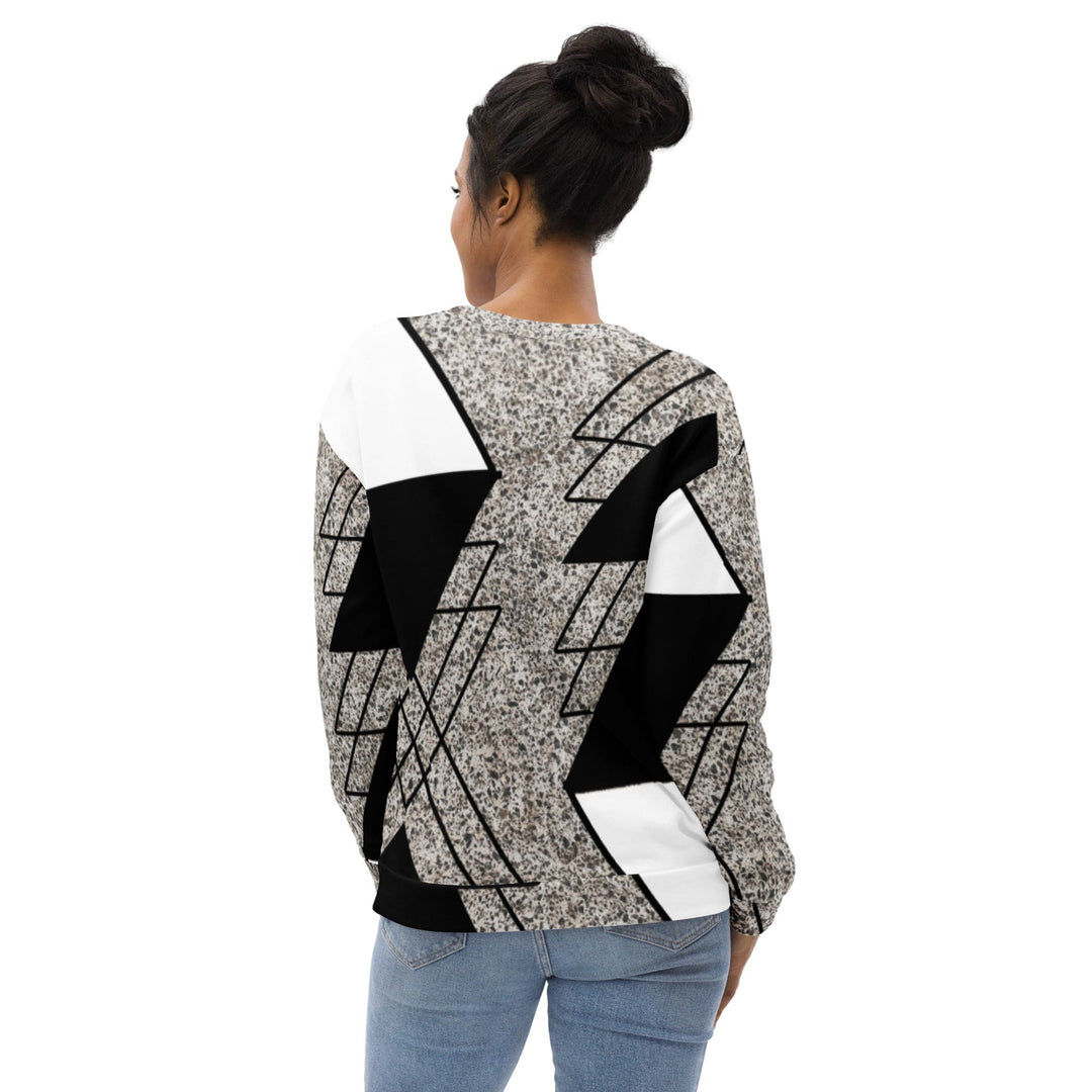 Graphic Sweatshirt for Women Black and White Triangular Colorblock