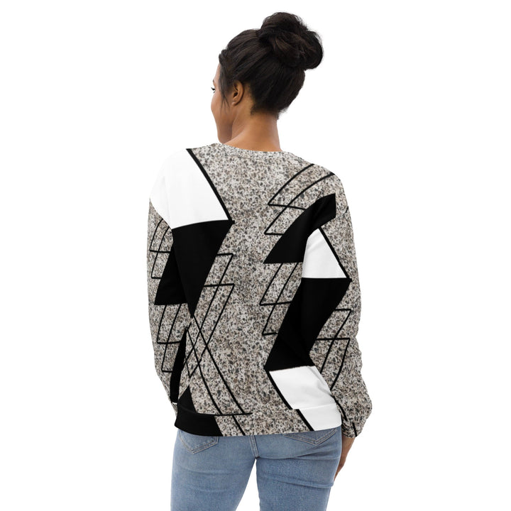 Graphic Sweatshirt for Women Black and White Triangular Colorblock