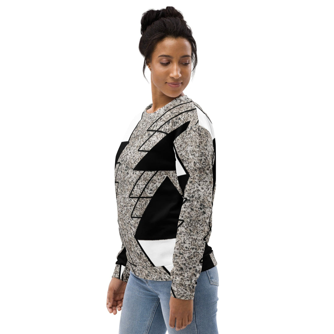 Graphic Sweatshirt for Women Black and White Triangular Colorblock