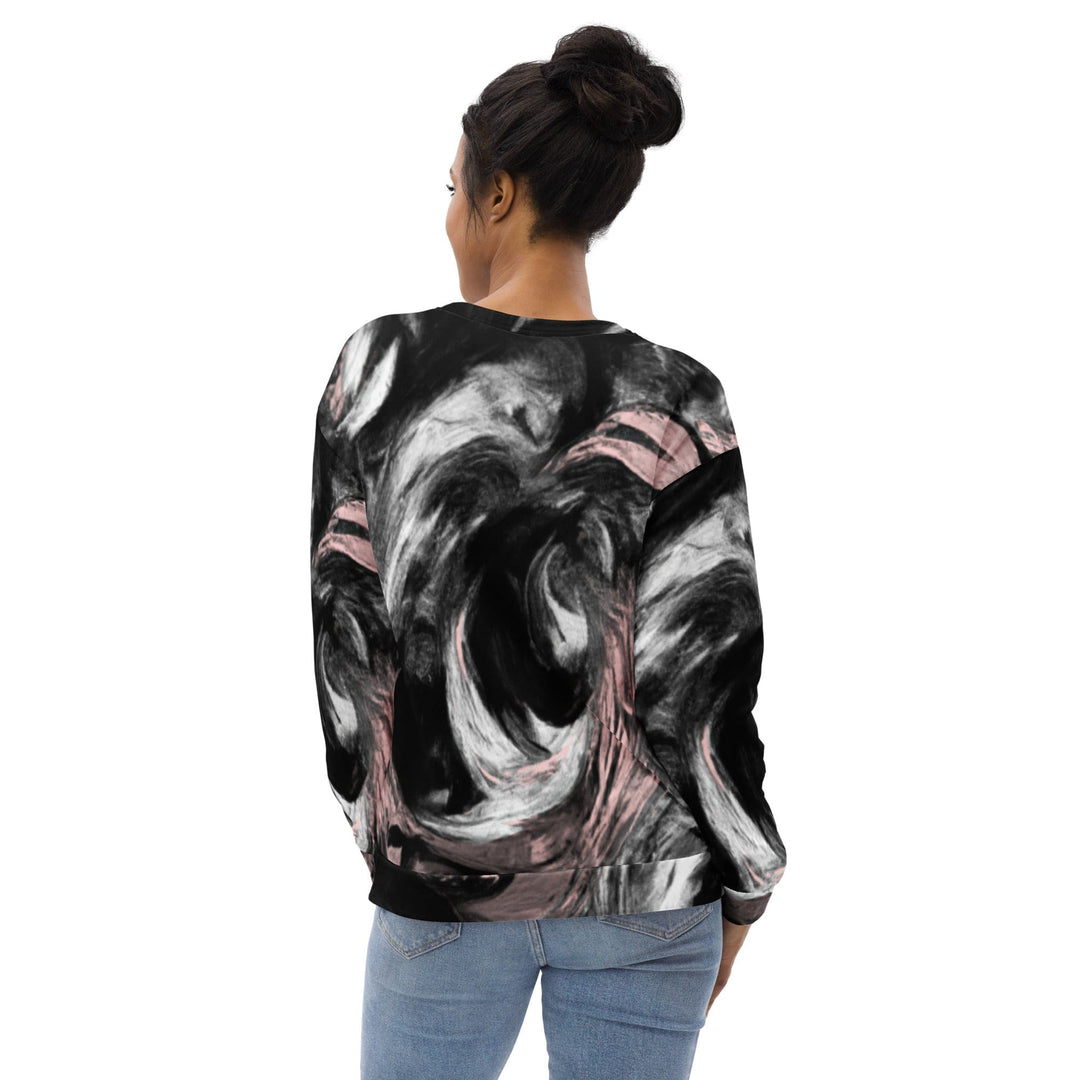 Graphic Sweatshirt for Women Black Pink White Abstract Pattern - Womens