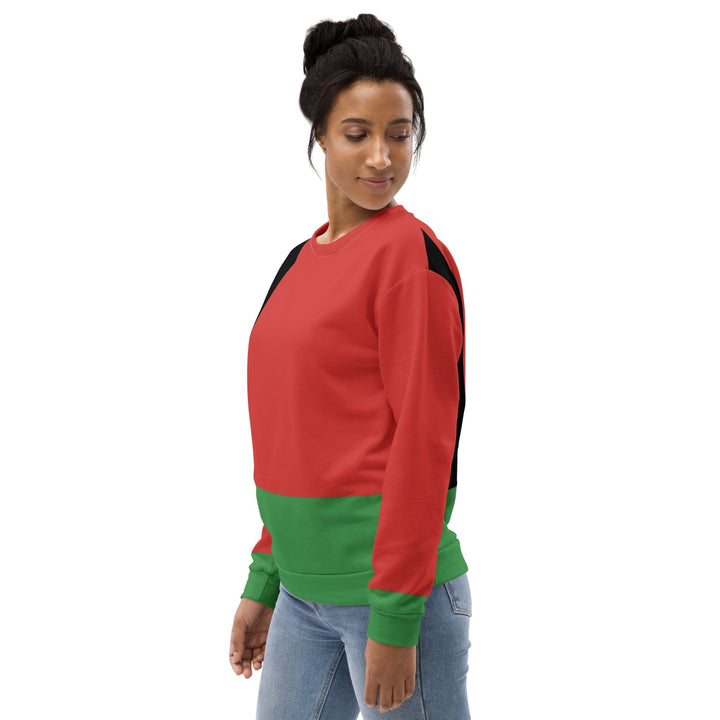 Graphic Sweatshirt for Women Black Red Green Stripped 4 - Womens | Sweatshirts