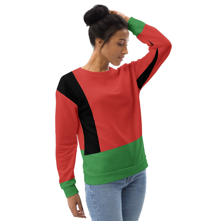 Graphic Sweatshirt for Women Black Red Green Stripped 4 - Womens | Sweatshirts