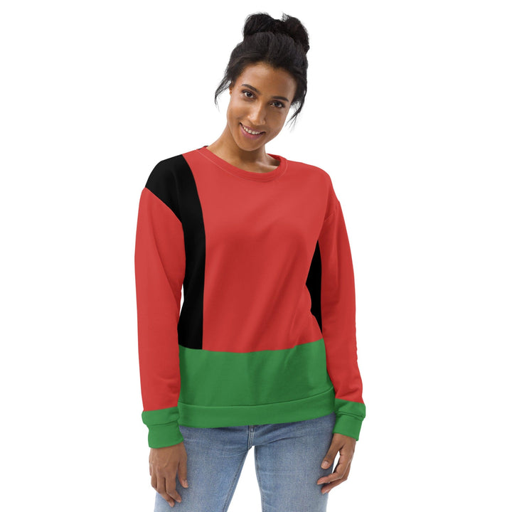 Graphic Sweatshirt for Women Black Red Green Stripped 4 - Womens | Sweatshirts