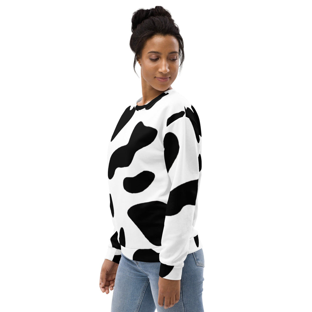 Graphic Sweatshirt for Women Black White Cow Print - Womens | Sweatshirts | AOP