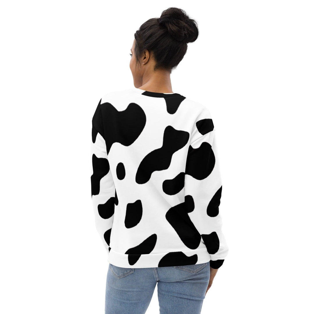 Graphic Sweatshirt for Women Black White Cow Print - Womens | Sweatshirts | AOP