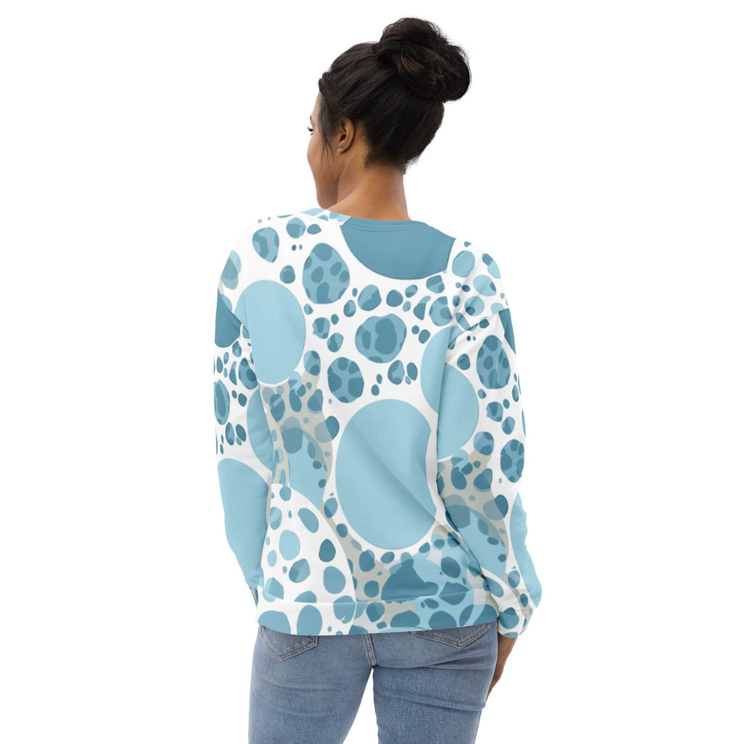 Graphic Sweatshirt for Women Blue and White Circular Spotted - Womens