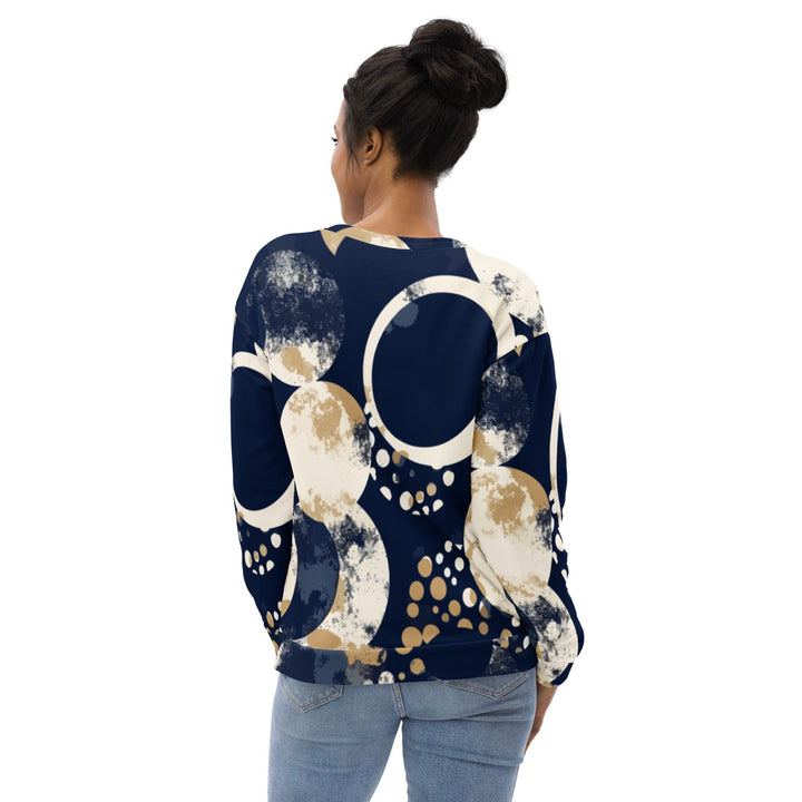 Graphic Sweatshirt for Women Blue Beige Spotted Print - Womens | Sweatshirts