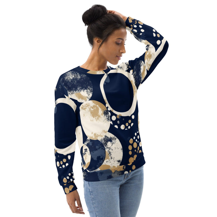 Graphic Sweatshirt for Women Blue Beige Spotted Print - Womens | Sweatshirts