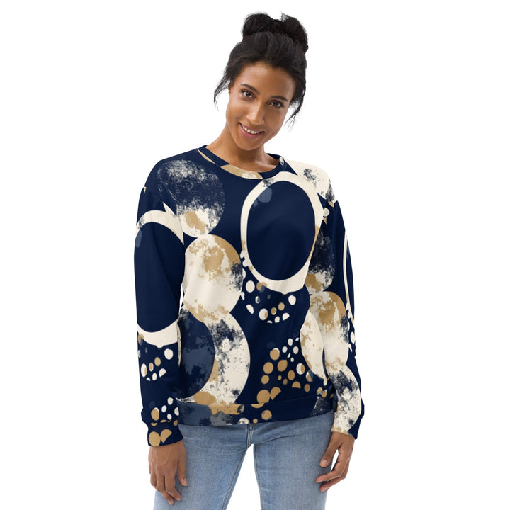 Graphic Sweatshirt for Women Blue Beige Spotted Print - Womens | Sweatshirts