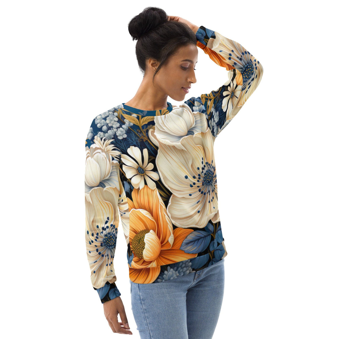 Graphic Sweatshirt for Women Floral Blue Print - Womens | Sweatshirts | AOP