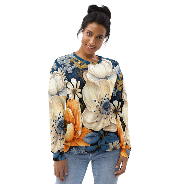 Graphic Sweatshirt for Women Floral Blue Print - Womens | Sweatshirts | AOP