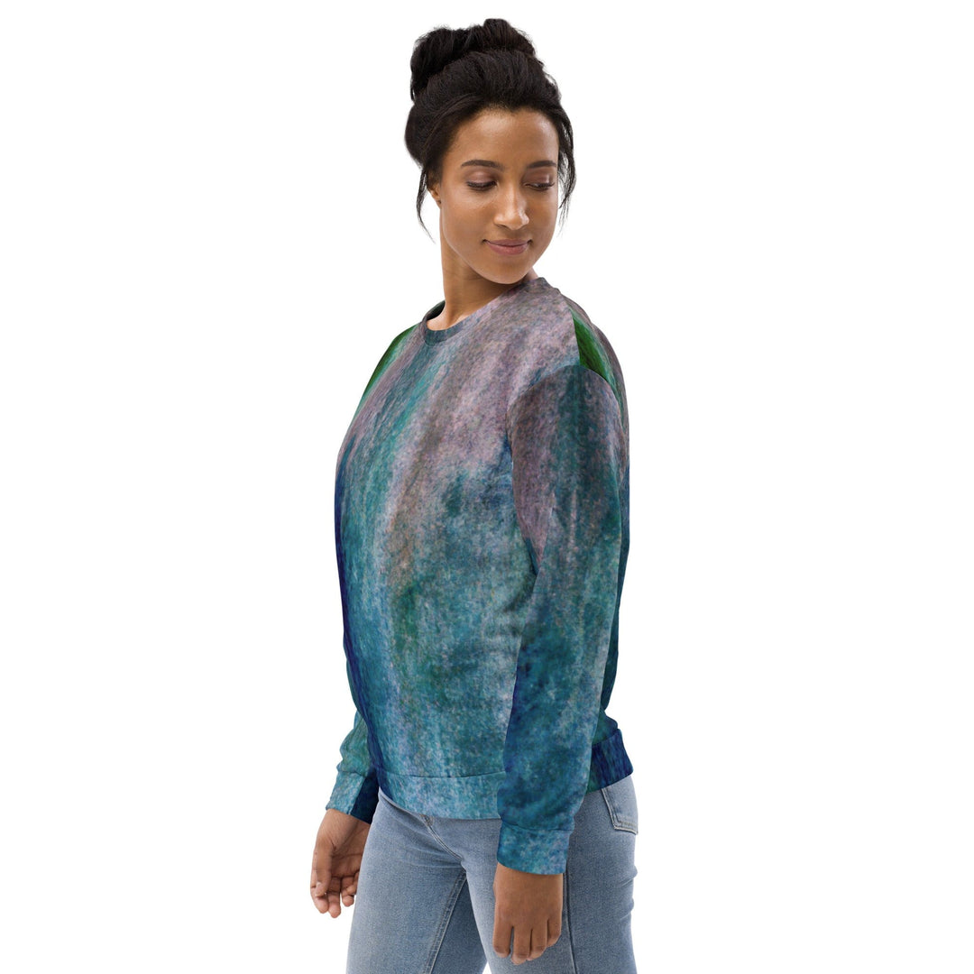 Graphic Sweatshirt for Women Blue Hue Watercolor Abstract Print