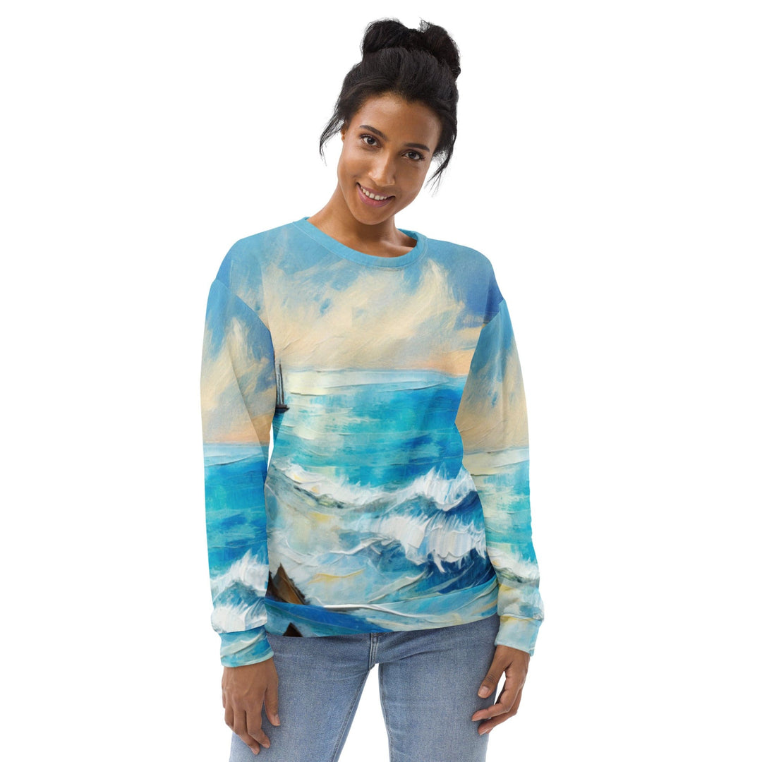 Graphic Sweatshirt for Women Blue Ocean Print - Womens | Sweatshirts | AOP