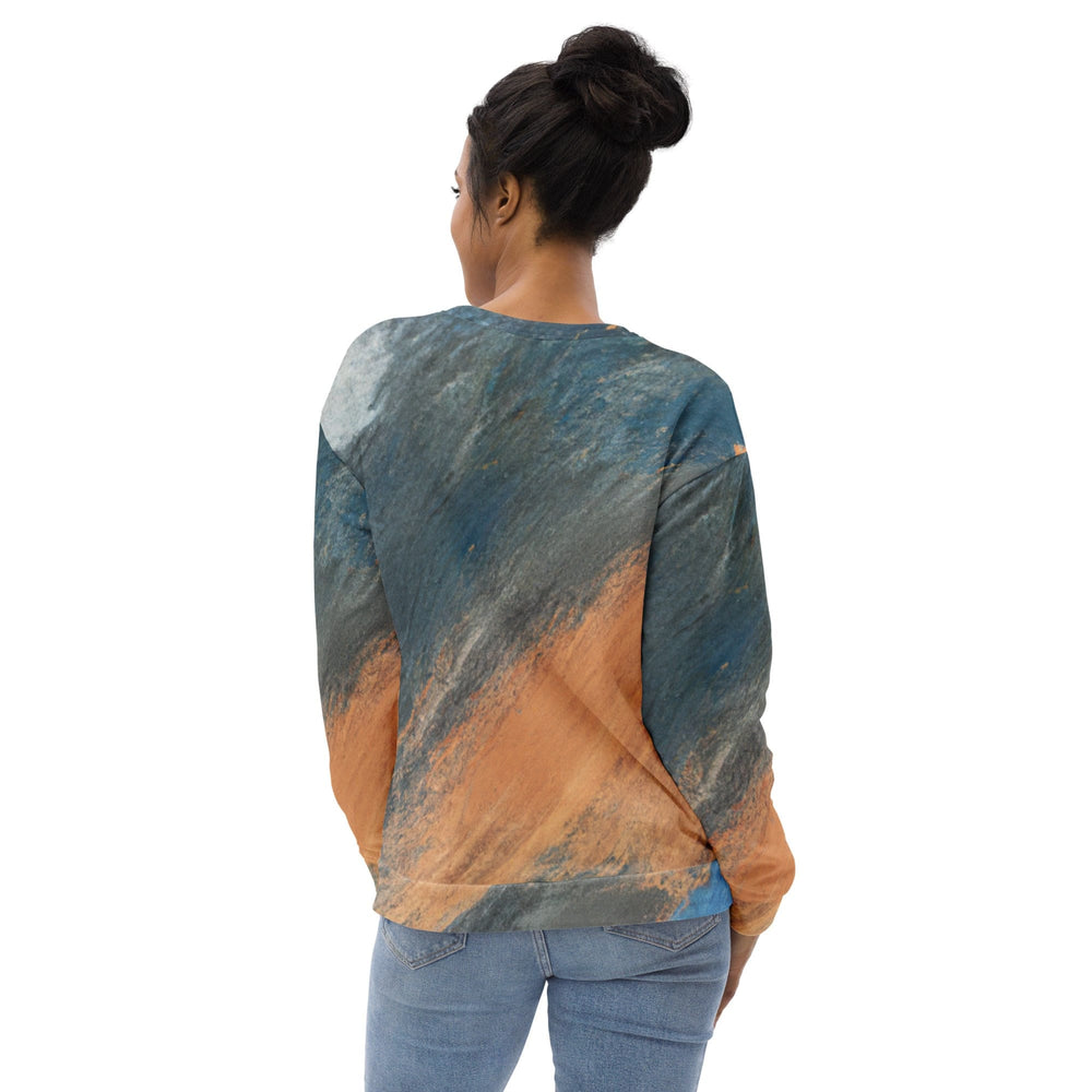 Graphic Sweatshirt for Women Blue Orange Abstract Pattern - Womens