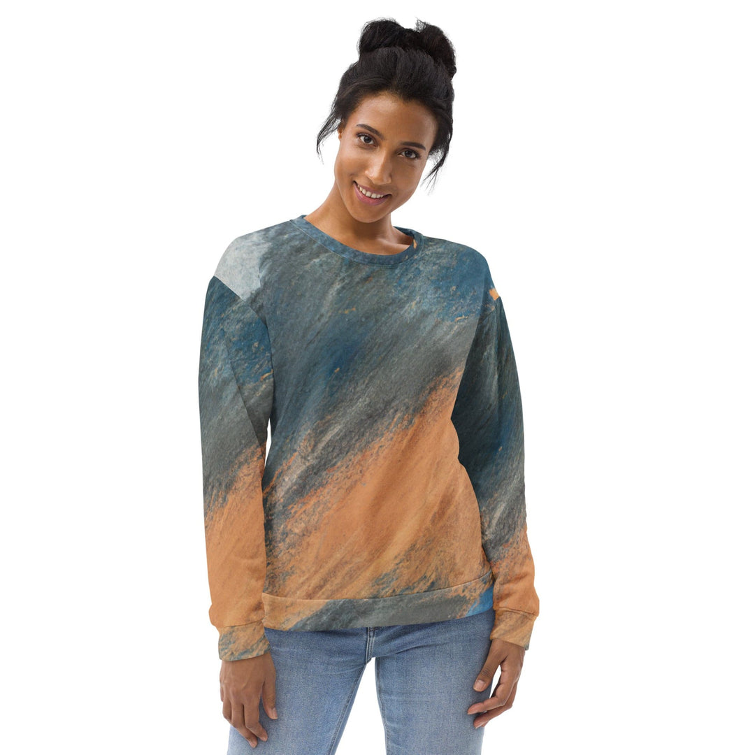 Graphic Sweatshirt for Women Blue Orange Abstract Pattern - Womens