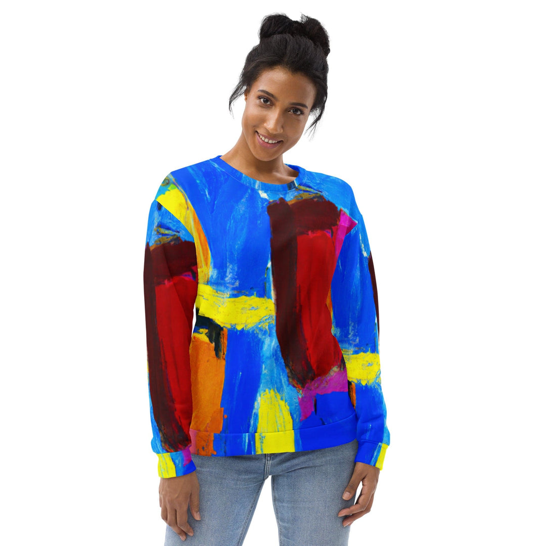 Graphic Sweatshirt for Women Blue Red Abstract Pattern - Womens | Sweatshirts