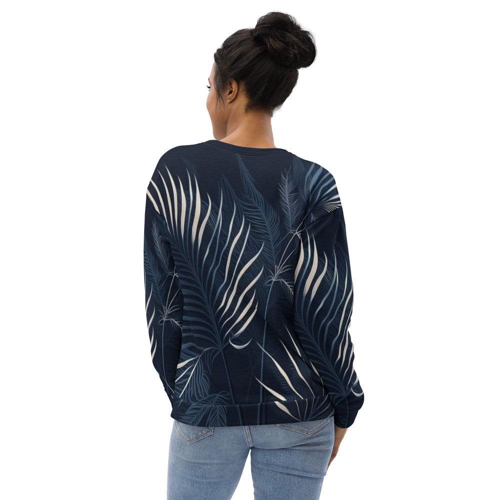 Graphic Sweatshirt for Women Blue White Palm Leaves - Womens | Sweatshirts | AOP