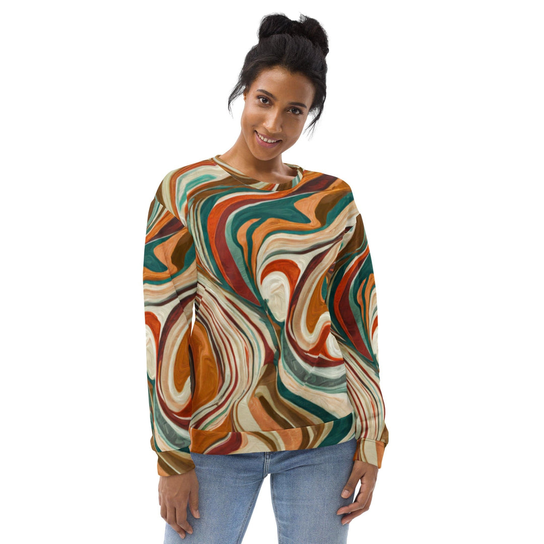 Graphic Sweatshirt for Women Boho Brown Marble Print - Womens | Sweatshirts