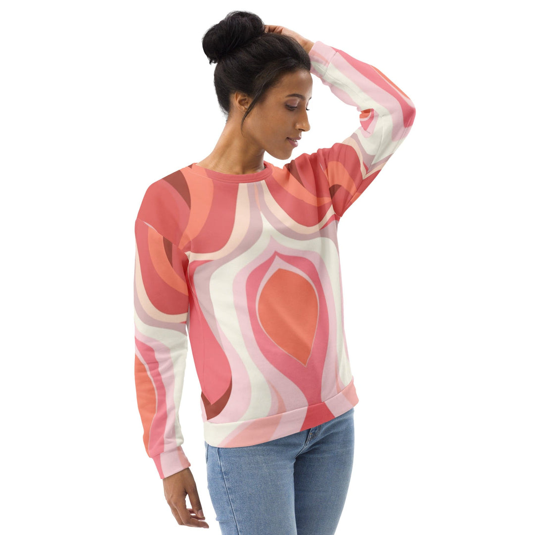 Graphic Sweatshirt for Women Pink White Boho Swirl Lines - Womens | Sweatshirts