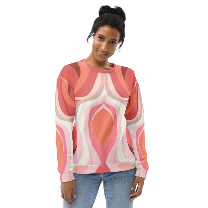 Graphic Sweatshirt for Women Pink White Boho Swirl Lines - Womens | Sweatshirts