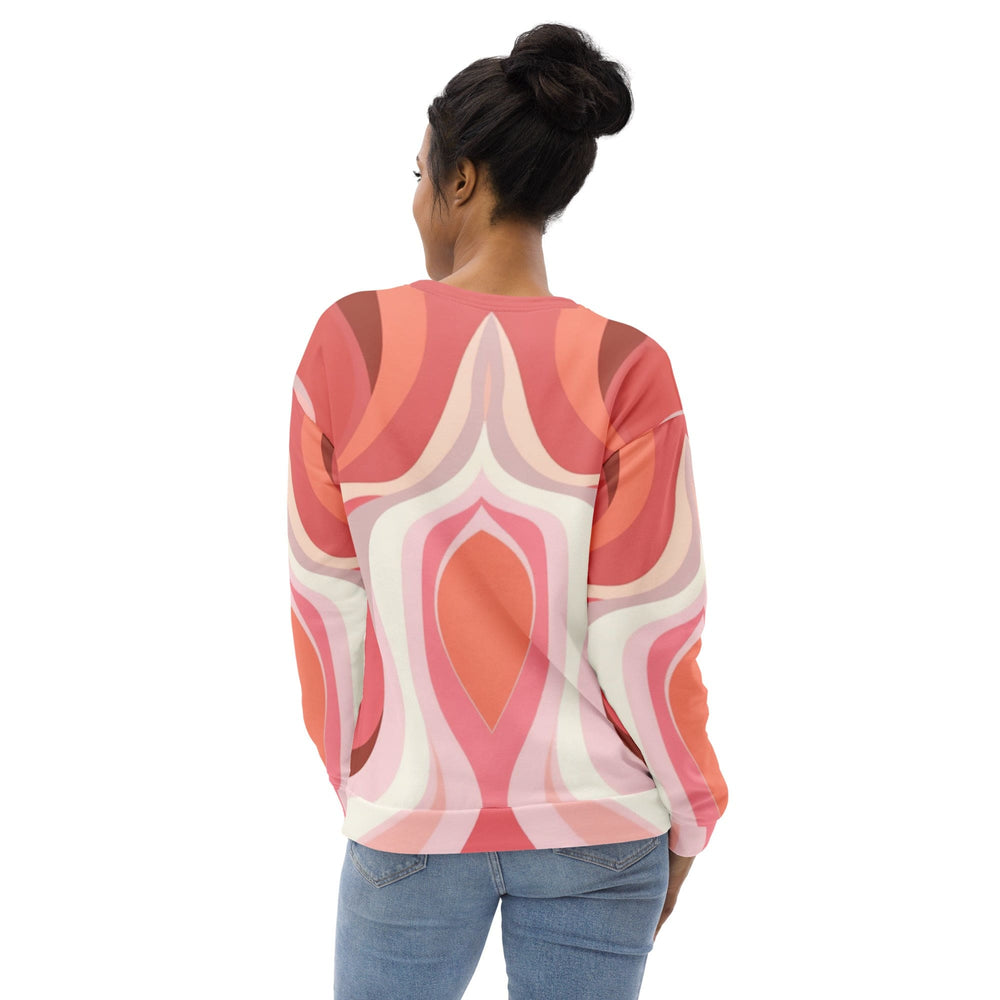 Graphic Sweatshirt for Women Pink White Boho Swirl Lines - Womens | Sweatshirts