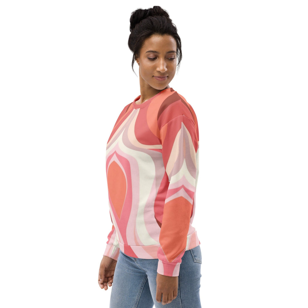 Graphic Sweatshirt for Women Pink White Boho Swirl Lines - Womens | Sweatshirts