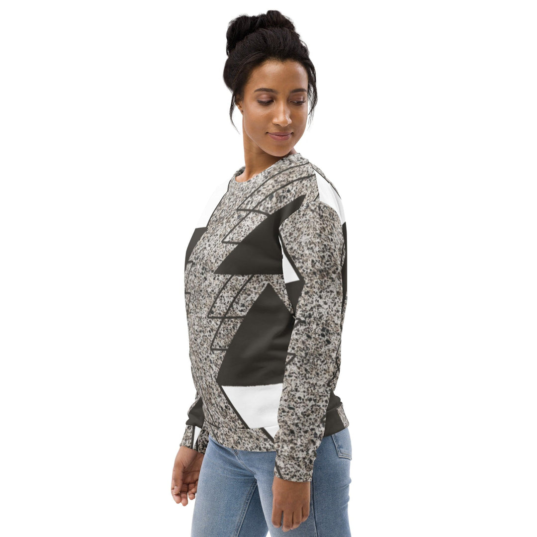 Graphic Sweatshirt for Women Brown and White Triangular Colorblock