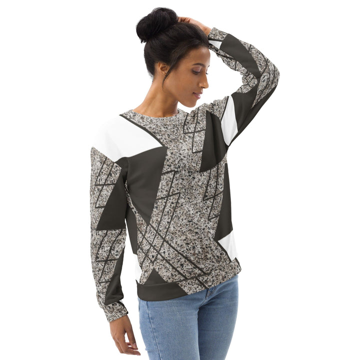 Graphic Sweatshirt for Women Brown and White Triangular Colorblock
