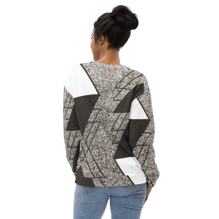 Graphic Sweatshirt for Women Brown and White Triangular Colorblock