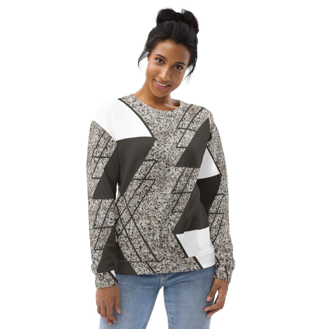 Graphic Sweatshirt for Women Brown and White Triangular Colorblock - Womens