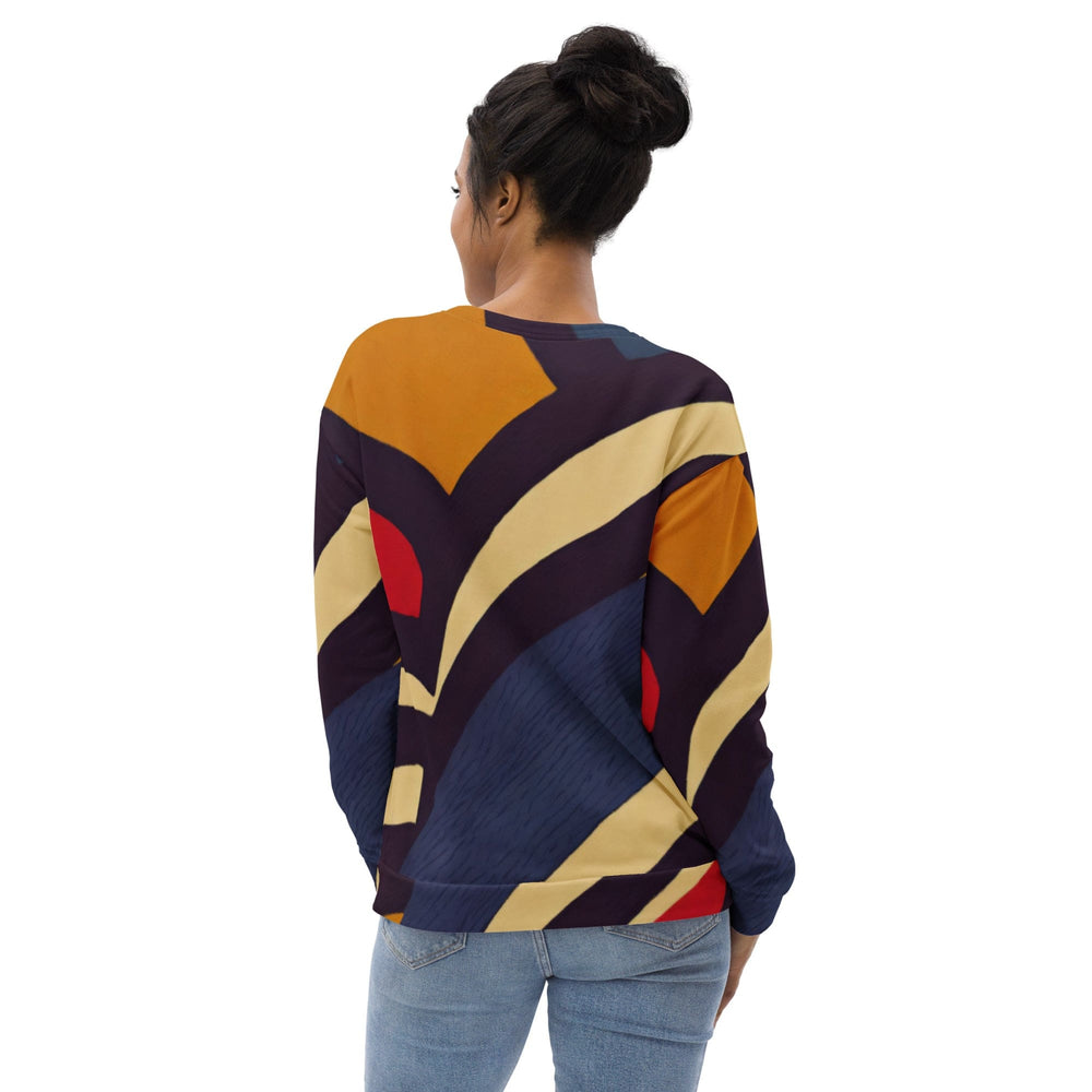 Graphic Sweatshirt for Women Brown Red Blue Colorblock Lines - Womens