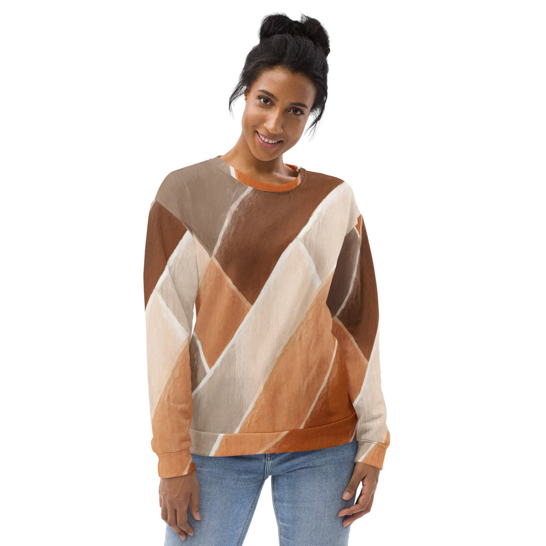 Graphic Sweatshirt for Women Brown Rustic Watercolors Print - Womens