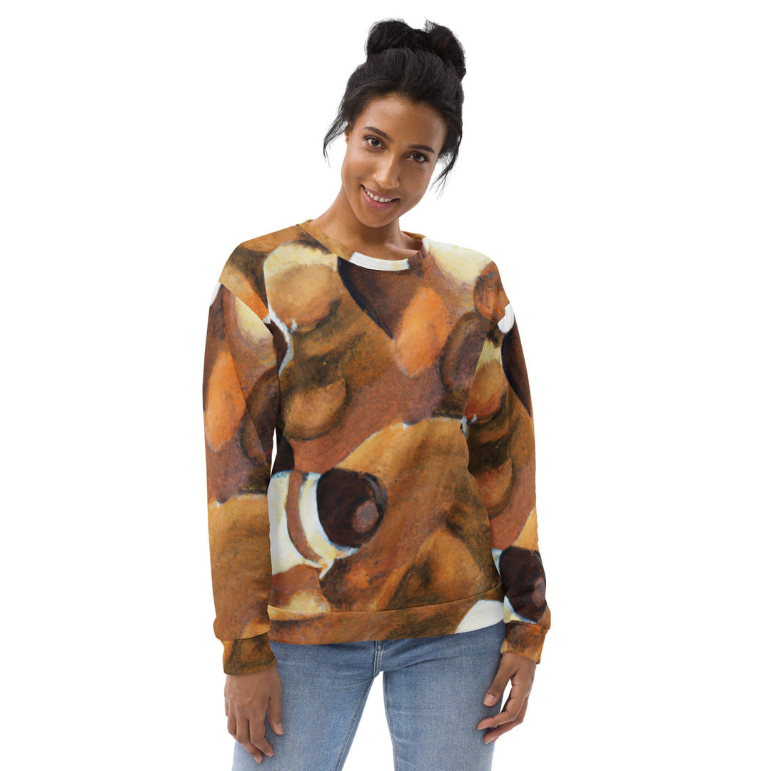 Graphic Sweatshirt for Women Brown White Stone Pattern - Womens | Sweatshirts