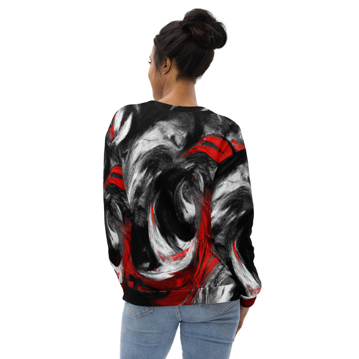 Graphic Sweatshirt for Women Decorative Black Red White Abstract - Womens