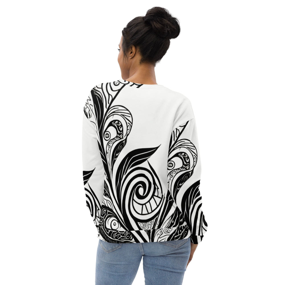 Graphic Sweatshirt for Women Black Floral Lines - Womens | Sweatshirts | AOP